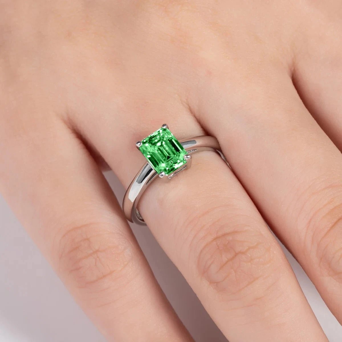 2.0 Ct Colombian Cultivated Emerald Engagement Ring-Black Diamonds New York