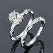 2.0 Ct Oval Cut Diamond Twisted Engagement Ring Set-Black Diamonds New York