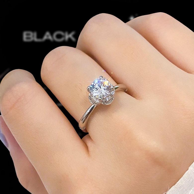 2.0 Ct Round Diamond Rose Flower Engagement Ring-Black Diamonds New York