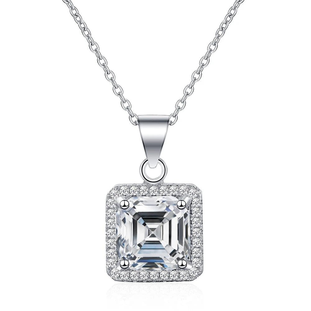 2.5 Ct Asscher Cut Diamond Halo Necklace-Black Diamonds New York