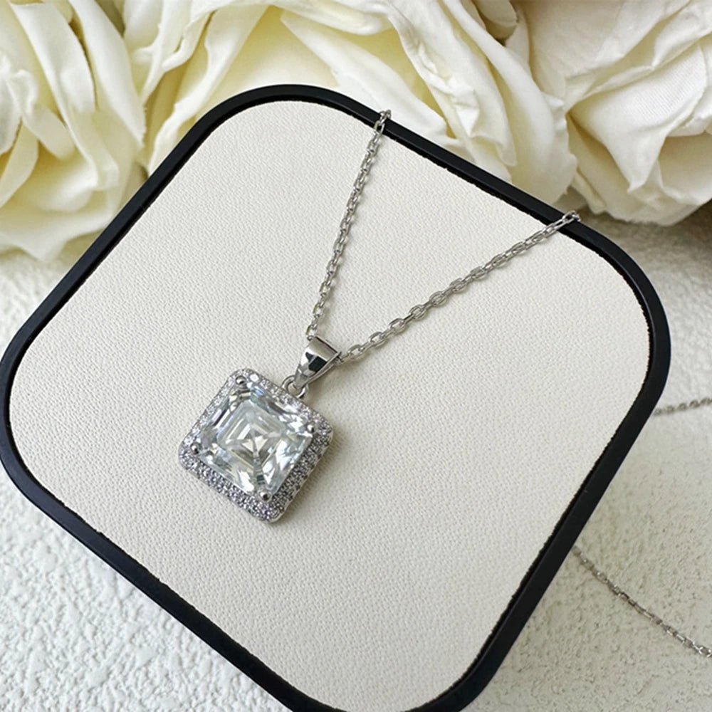 2.5 Ct Asscher Cut Diamond Halo Necklace-Black Diamonds New York