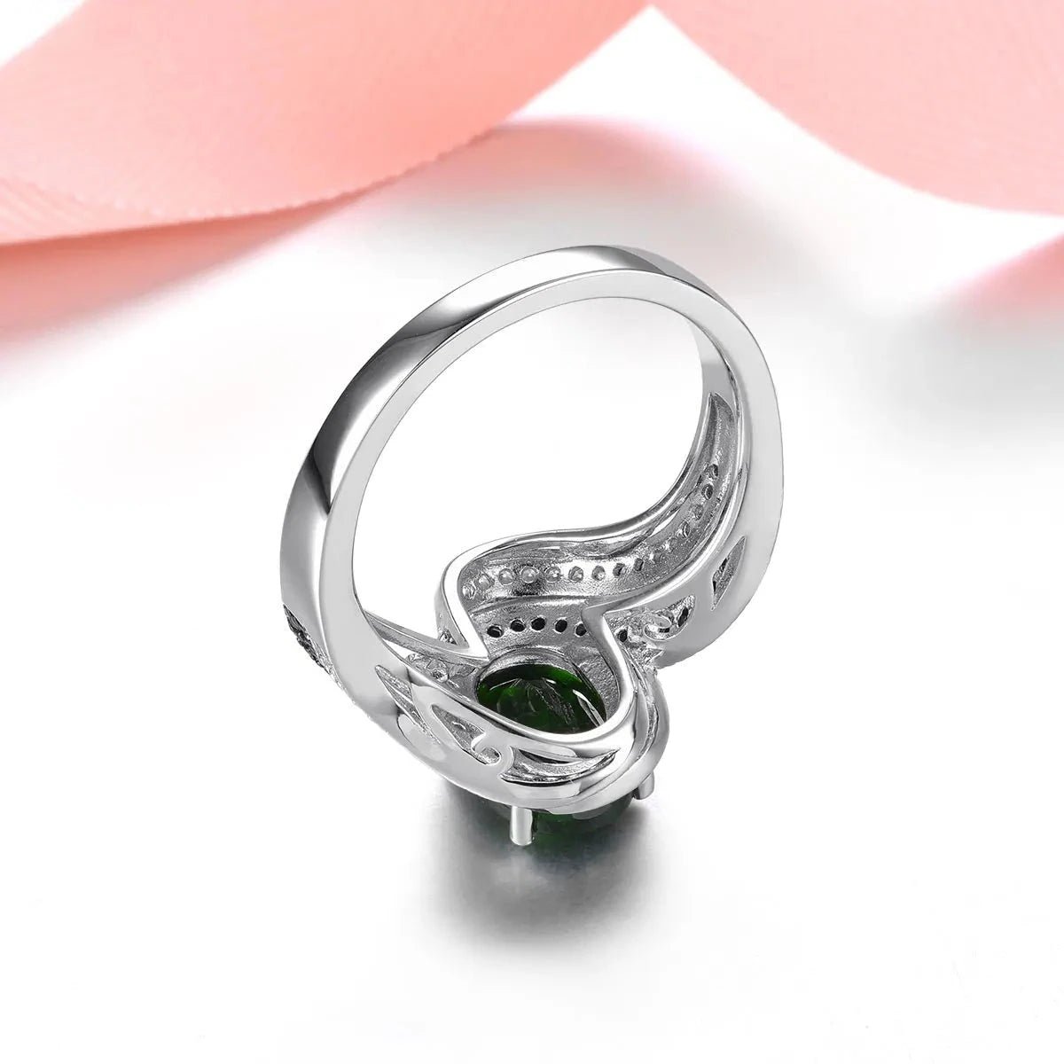 2.5 Ct Natural Chrome Diopside Spinel Engagement Ring-Black Diamonds New York