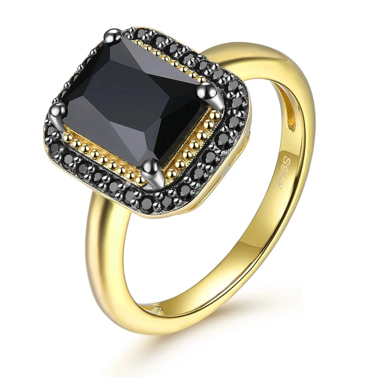 2.6ct Radiant Cut Black Spinel Classic Halo Engagement Ring-Black Diamonds New York