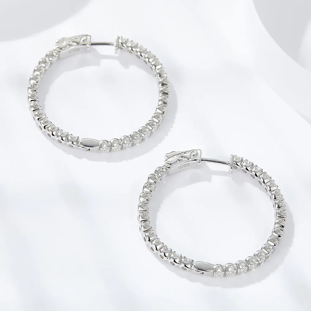 2mm Round Cut Full Diamond Hoop Earrings-Black Diamonds New York