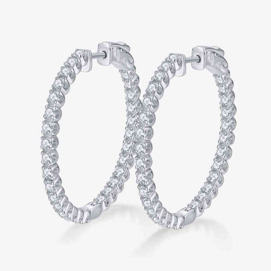 2mm Round Cut Full Diamond Hoop Earrings-Black Diamonds New York