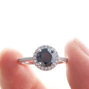 3.0 Ct Round Black Diamond Engagement Ring-Black Diamonds New York