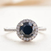 3.0 Ct Round Black Diamond Engagement Ring-Black Diamonds New York