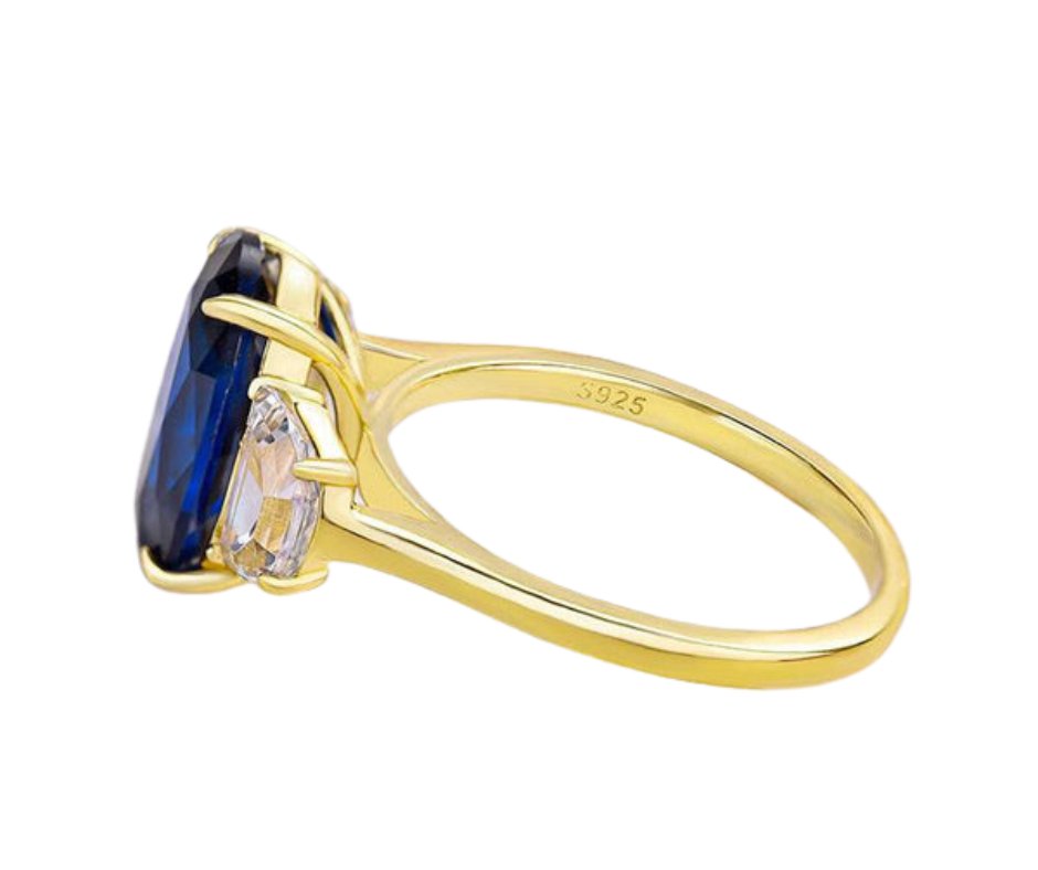 18k Solid Yellow Gold Pendant, 1 Carat Oval Cut Natural Brilliant Blue store Sapphire