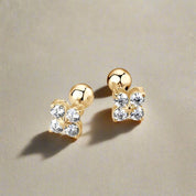 3mm Round Diamond Four Leaf Clover Earrings-Black Diamonds New York