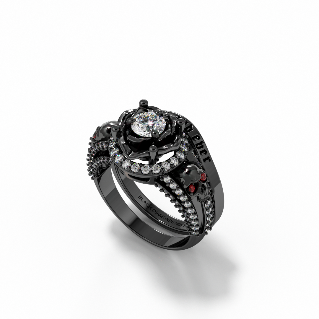 Forever And Ever Wedding Ring Set-Black Diamonds New York