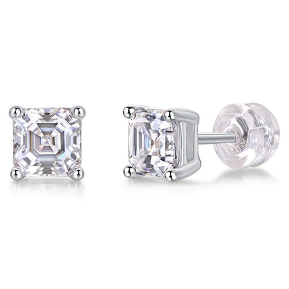 5.5mm Asscher Cut Diamond Stud Earrings-Black Diamonds New York