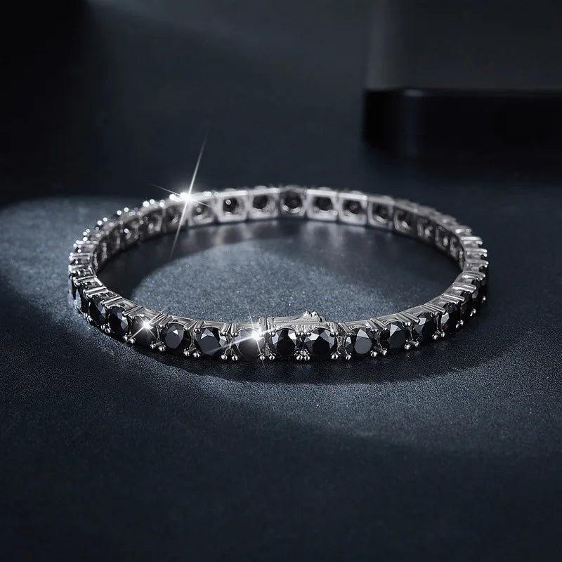 6.5mm Black Round Diamond Cuff Bracelet-Black Diamonds New York