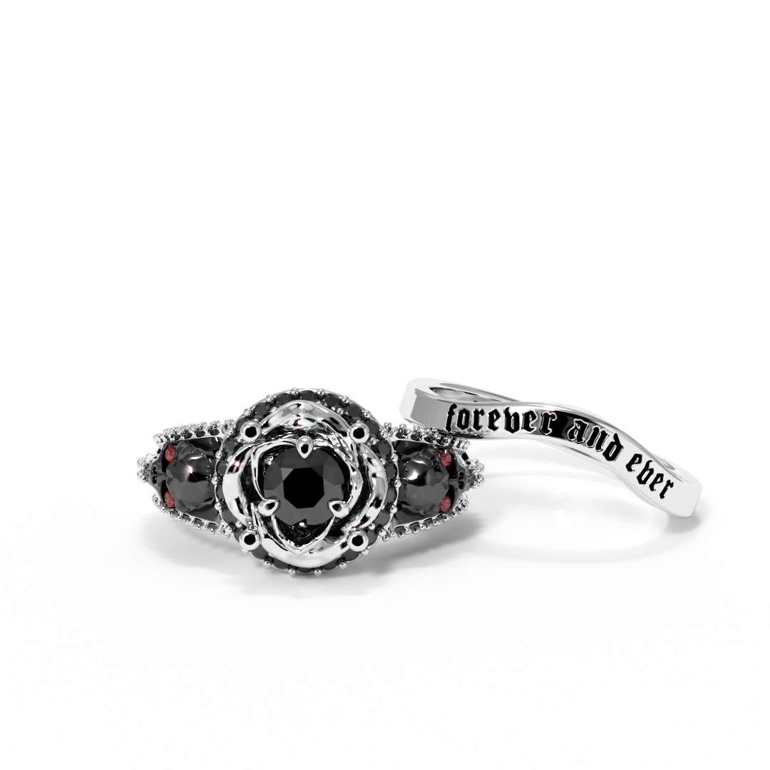 Forever And Ever Wedding Ring Set-Black Diamonds New York