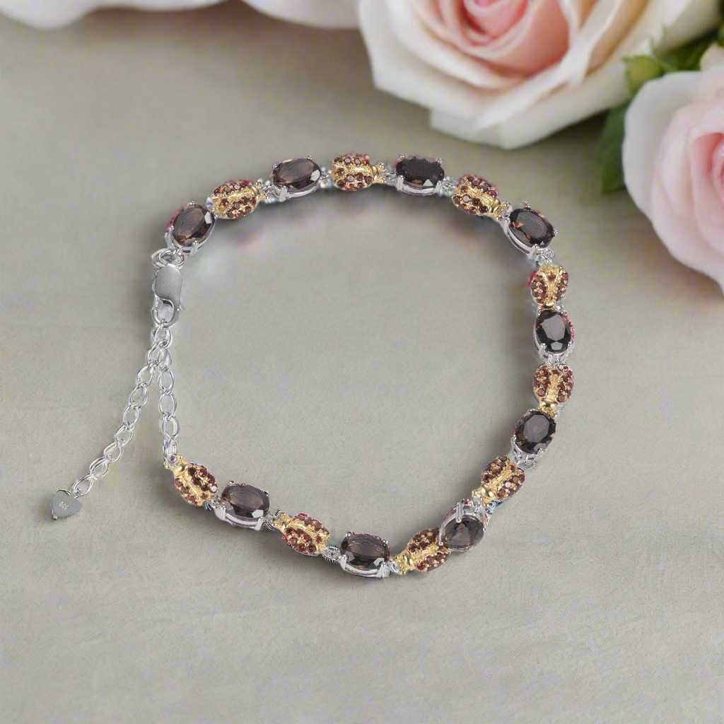 Natural Gemstone Bracelet with Diamond-Black Diamonds New York