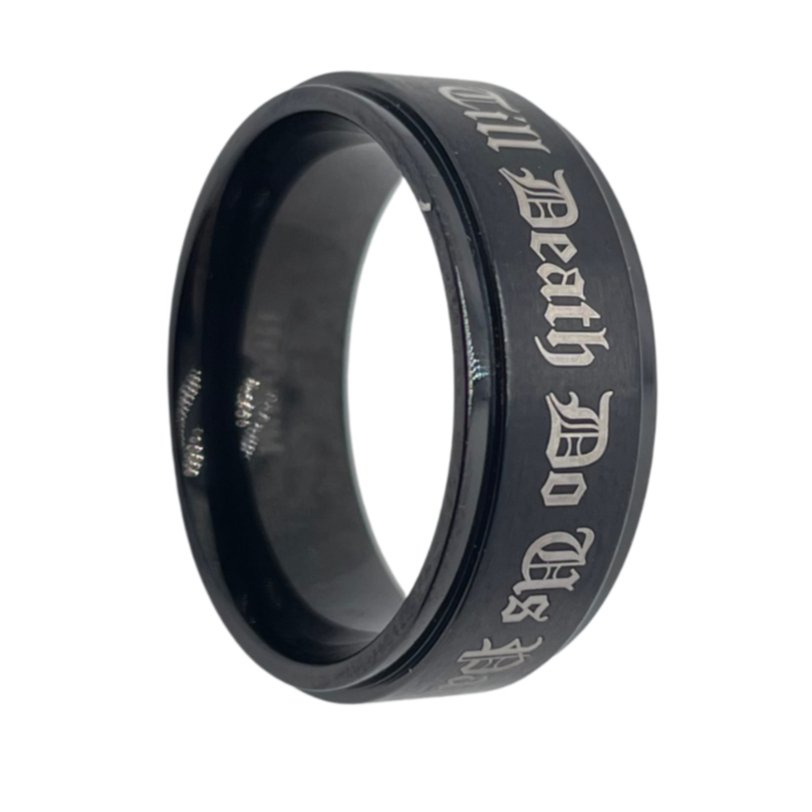 8mm Black Two-Tone Polished Tungsten Men's Wedding Band-Black Diamonds New York