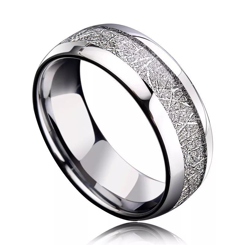 8mm Men's Wedding Band with Meteorite Inlay-Black Diamonds New York