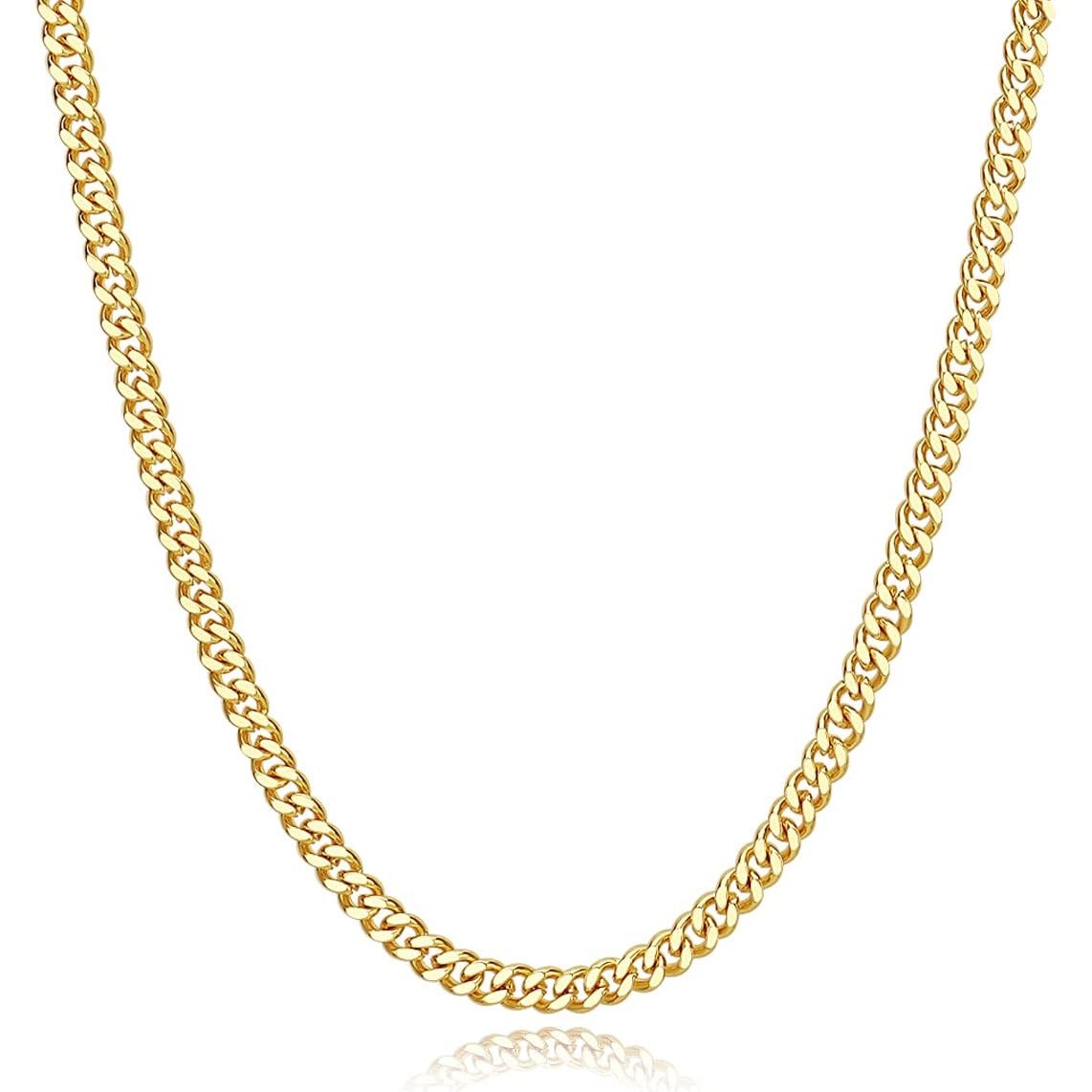 9k Yellow Gold Cuban Chain Necklace-Black Diamonds New York