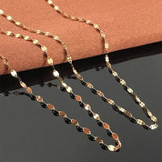 9k Yellow Gold Tile Chain Necklace-Black Diamonds New York