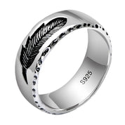 Creative Feather Men's Wedding Band-Black Diamonds New York