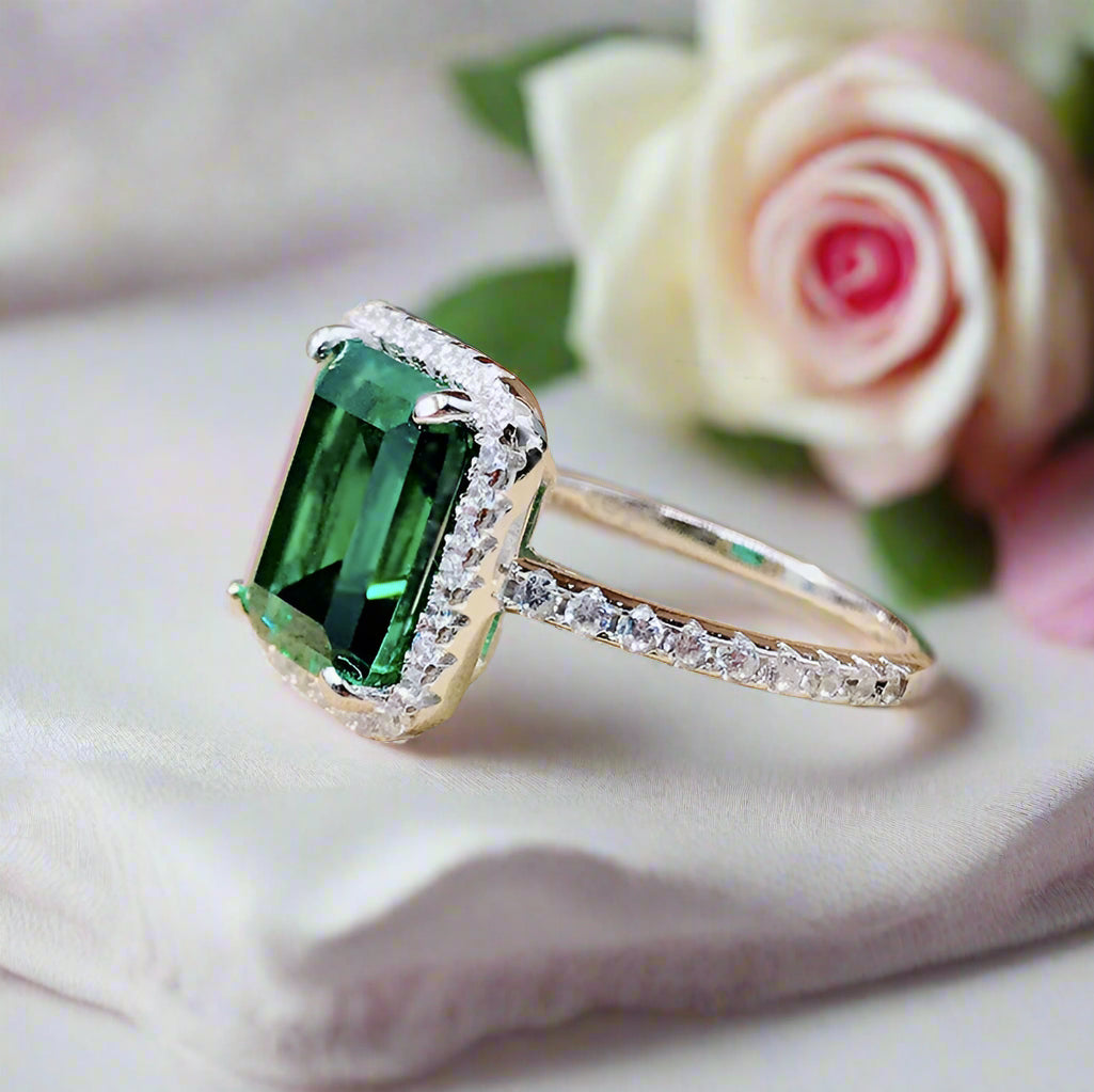 Amazing 3.5 Carat Emerald Cut Halo Engagement Ring-Black Diamonds New York