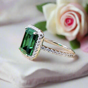 Amazing 3.5 Carat Emerald Cut Halo Engagement Ring-Black Diamonds New York