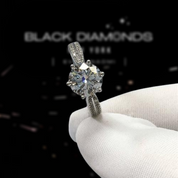 2.0 Ct Round Cut Diamond Six-Claws Engagement Ring-Black Diamonds New York