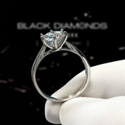 2.0 Ct Round Cut Diamond Six-Claws Engagement Ring-Black Diamonds New York