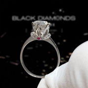 1.0 Ct Round Cut Diamond Crown Engagement Ring with Pink Stone-Black Diamonds New York