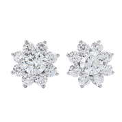 1.0 Ct Snowflake Shaped 6.5mm Halo Diamond Stud Earrings-Black Diamonds New York