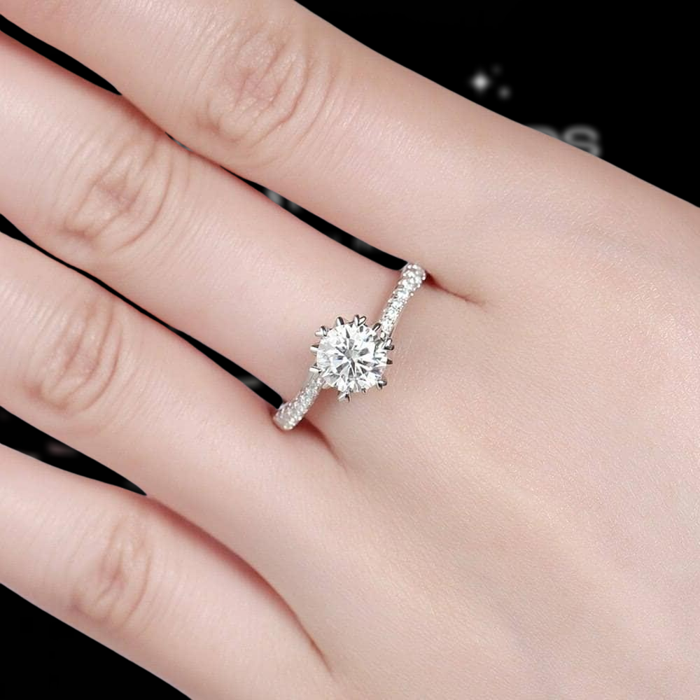 6.5mm 1.0 Ct Round Cut Diamond Engagement Ring-Black Diamonds New York