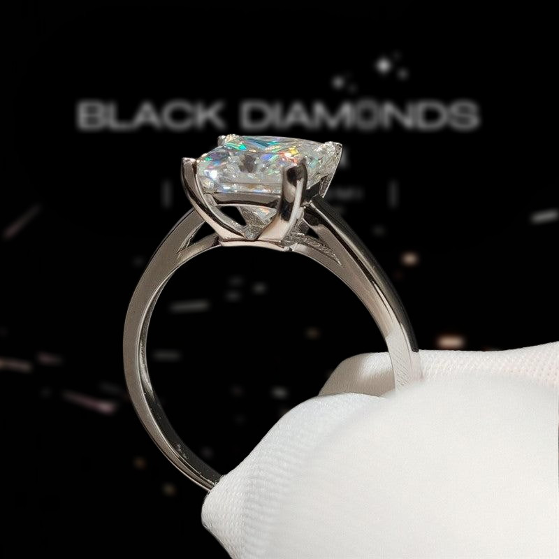 Princess Cut 1.0 Ct Sparkling Diamond Classic 4 Claw Engagement Ring-Black Diamonds New York