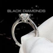 1.0 Ct Round Cut Diamond Engagement Ring-Black Diamonds New York