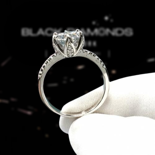 2.0 Ct Round Cut Diamond Maple Leaf Shape Engagement Ring-Black Diamonds New York