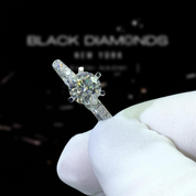 1.0 Ct Round Cut D Color Diamond 6 Prong Engagement Ring-Black Diamonds New York