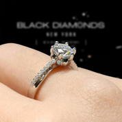 1.0 Ct 6.5mm Round Cut D Color Diamond Engagement Ring-Black Diamonds New York