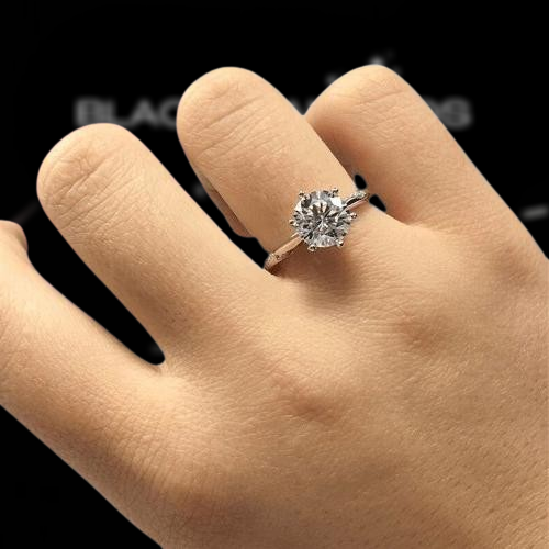 2.0 Ct Round Cut D Color Diamond 6 Prong Engagement Ring-Black Diamonds New York