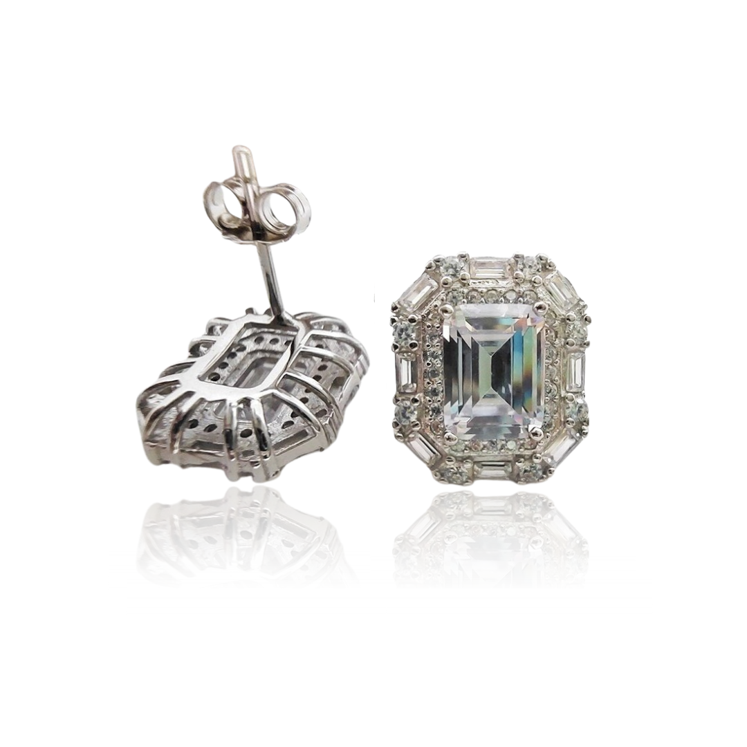 2.0 Ct Emerald Cut Diamond Stud Earrings-Black Diamonds New York