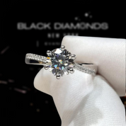 1.0 Ct 6.5mm Round Cut D Color Diamond Engagement Ring-Black Diamonds New York