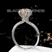 1.0 Ct Round Cut Diamond Snow Queen Engagement Ring-Black Diamonds New York