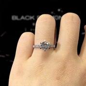 1.0 Ct Round Cut D Color Diamond 6 Prong Engagement Ring-Black Diamonds New York