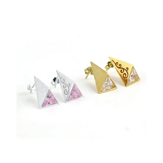 Pyramid Stud Earrings-Black Diamonds New York