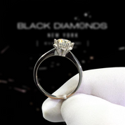 1.0 Ct Round Cut Diamond Snowflake Engagement Ring-Black Diamonds New York