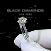 1.0 Ct Round Cut D Color Diamond 6 Prong Engagement Ring-Black Diamonds New York