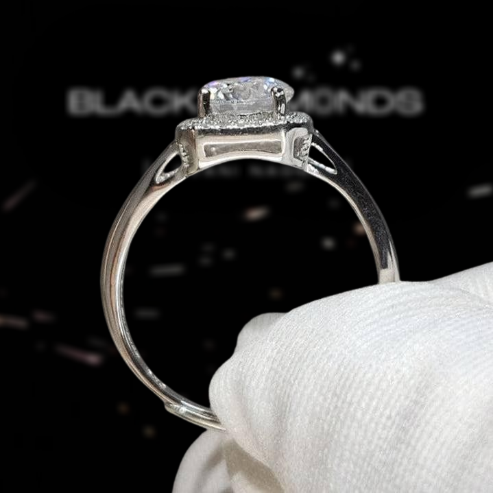 1.0 Ct Round Cut Diamond Split Shank Engagement Ring-Black Diamonds New York