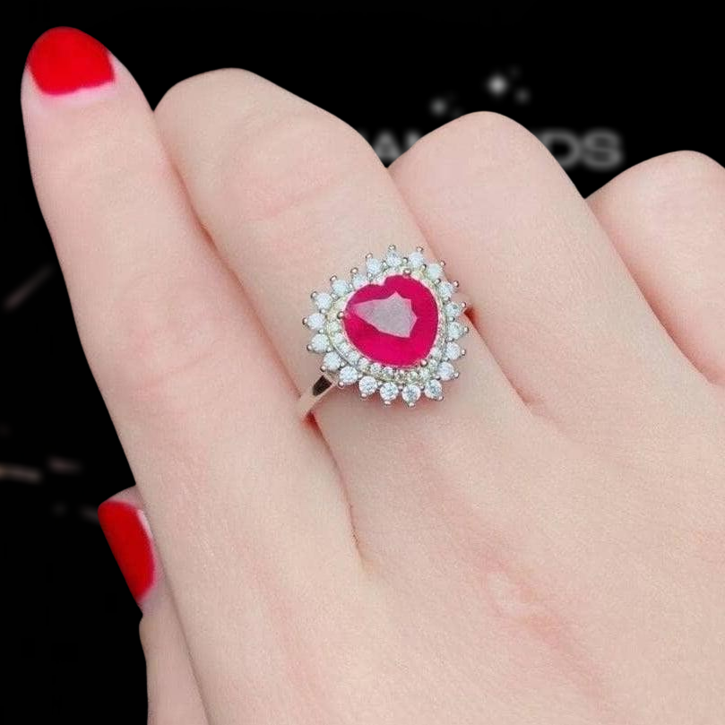 Natural Ruby 925 Sterling Silver Ring-Black Diamonds New York