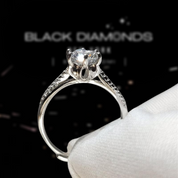 1.0 Ct 6.5mm Round Cut D Color Diamond Engagement Ring-Black Diamonds New York