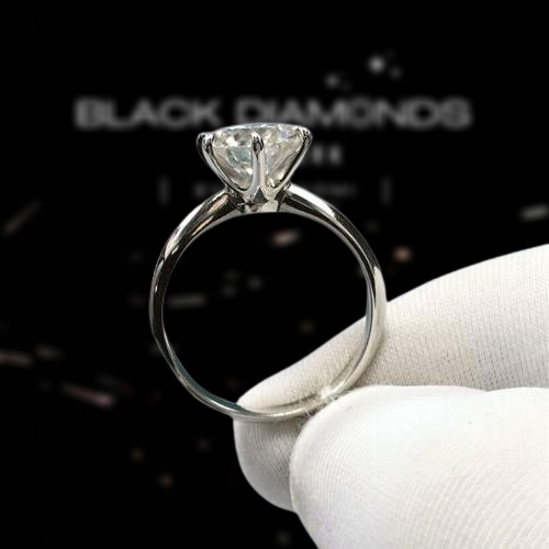 2.0 Ct Round Cut Diamond Classic Six Claws Engagement Ring-Black Diamonds New York