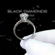 1.0 Ct Round Cut D Color Diamond 6 Prong Engagement Ring-Black Diamonds New York