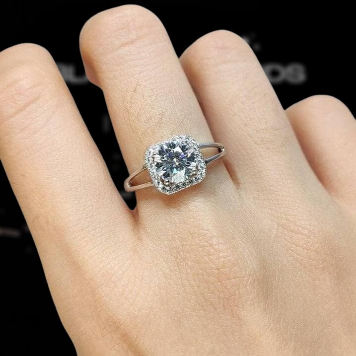 1.0 Ct Round Cut Diamond Split Shank Engagement Ring-Black Diamonds New York