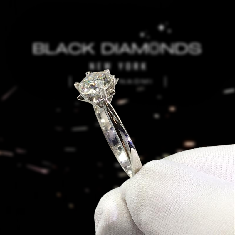 1.0 Ct Round Cut Diamond Snowflake Engagement Ring-Black Diamonds New York